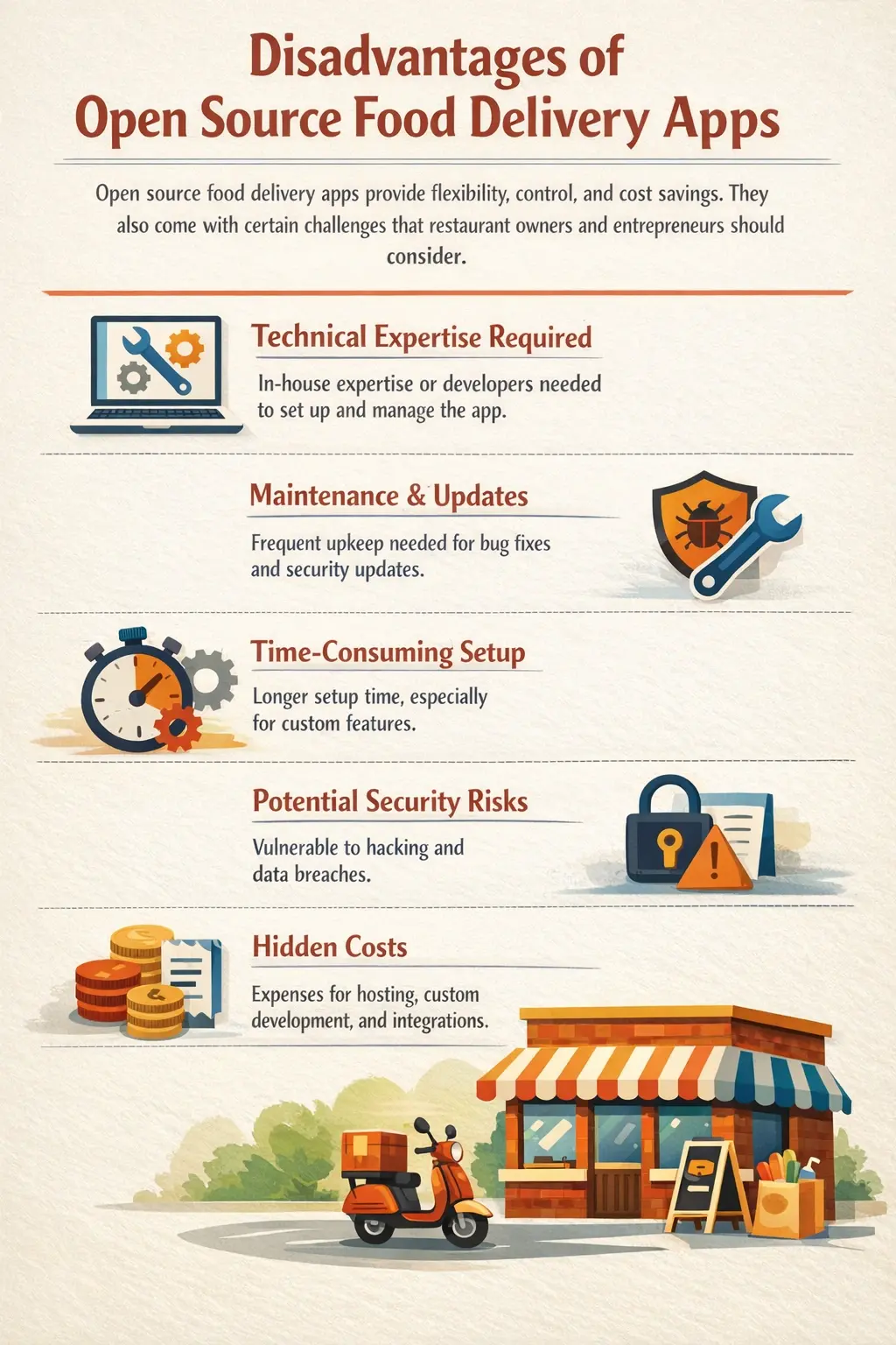 Disadvantages of Open Source Food Delivery Apps