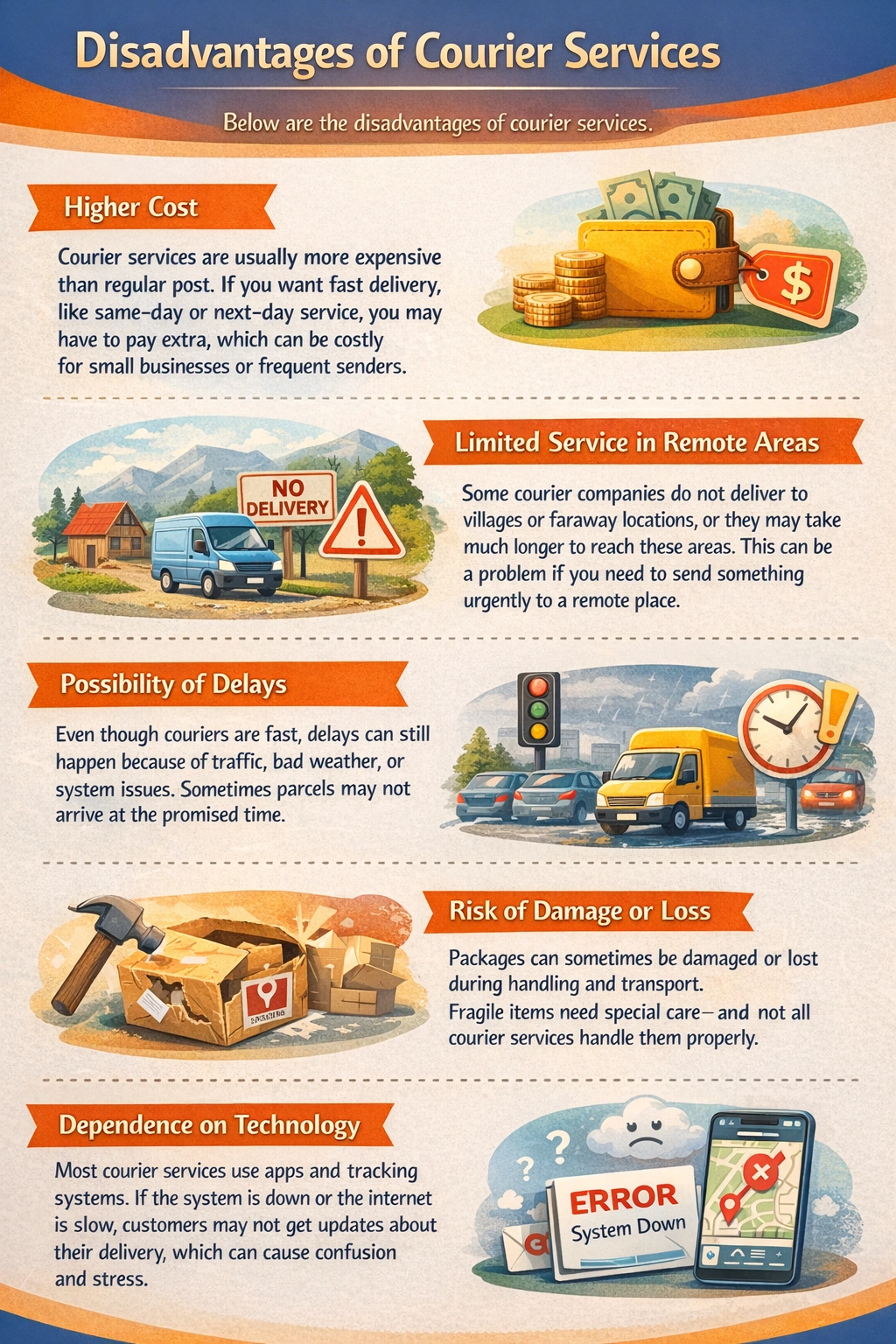 Disadvantages of Courier Services