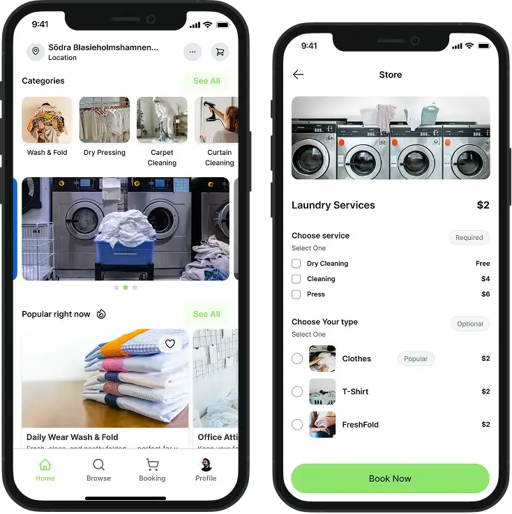 Laundry On-Demand - Single Vendor Mockup