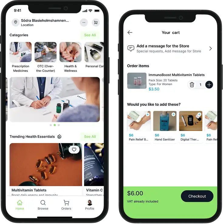 Medicine Delivery - Single Vendor Mockup