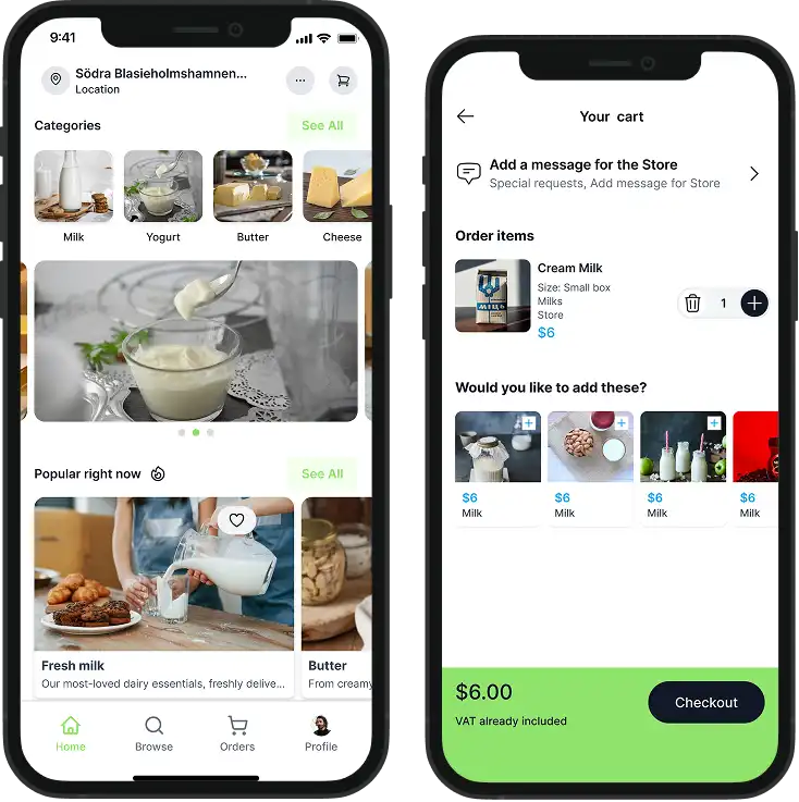 Milk Delivery - Single Vendor Mockup